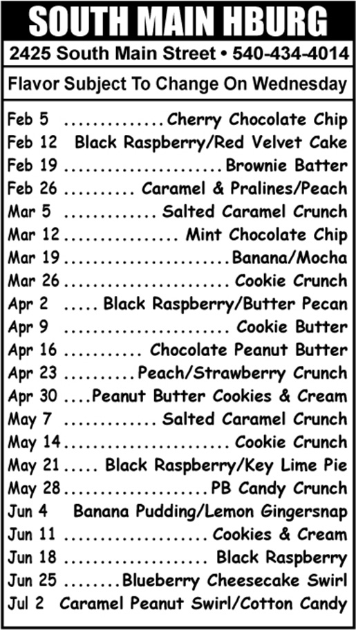 Kline's South Main Street Flavor Card